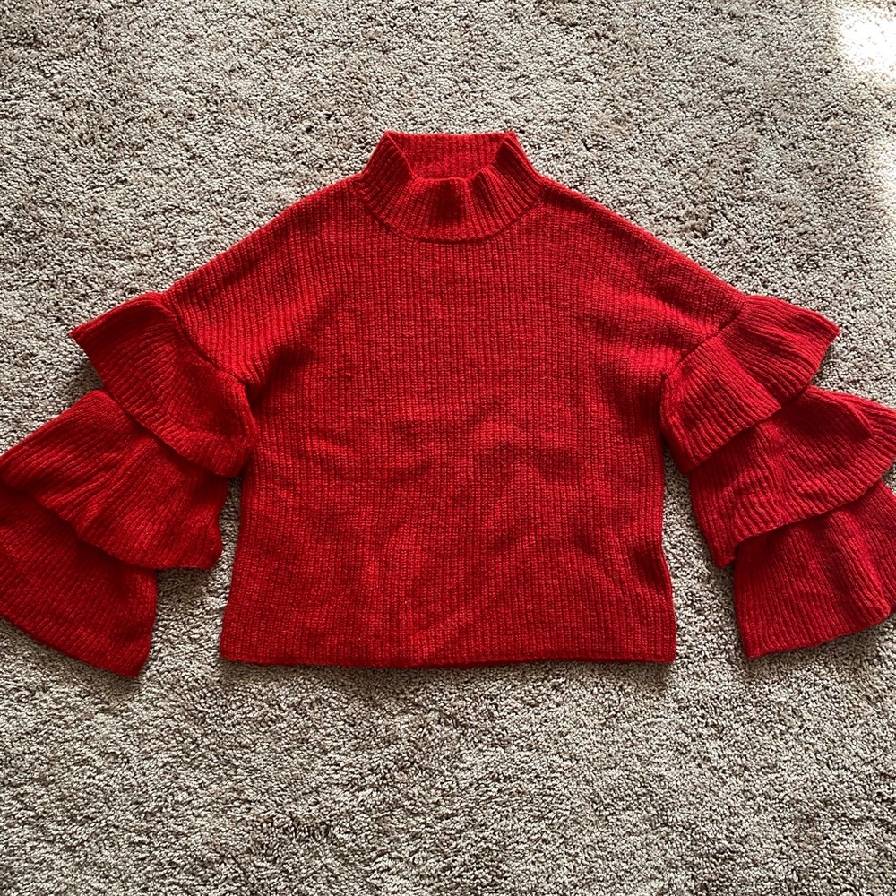 Red Sweater with Bell Sleeves